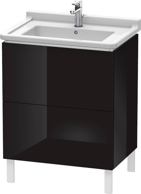 Duravit L-Cube Waschtischunterbau 670mm 2 Auszüge Schwarz Hochglanz