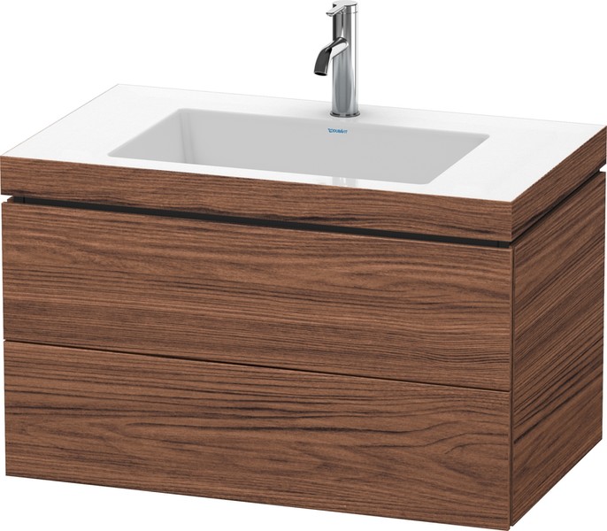 Duravit L-Cube Waschtisch + Unterbau 800mm 1 Auszug Nussbaum dunkel