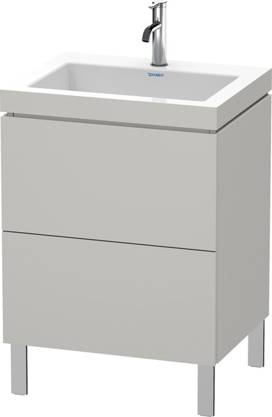 Duravit L-Cube C-bonded Waschtisch + Unterbau 2 Auszüge bodenstehend 600mm Betongrau