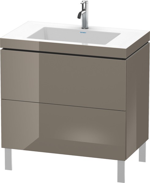 Duravit L-Cube Waschtisch + Unterbau 800mm 2 Auszüge Flannel Grey Hochglanz stehend